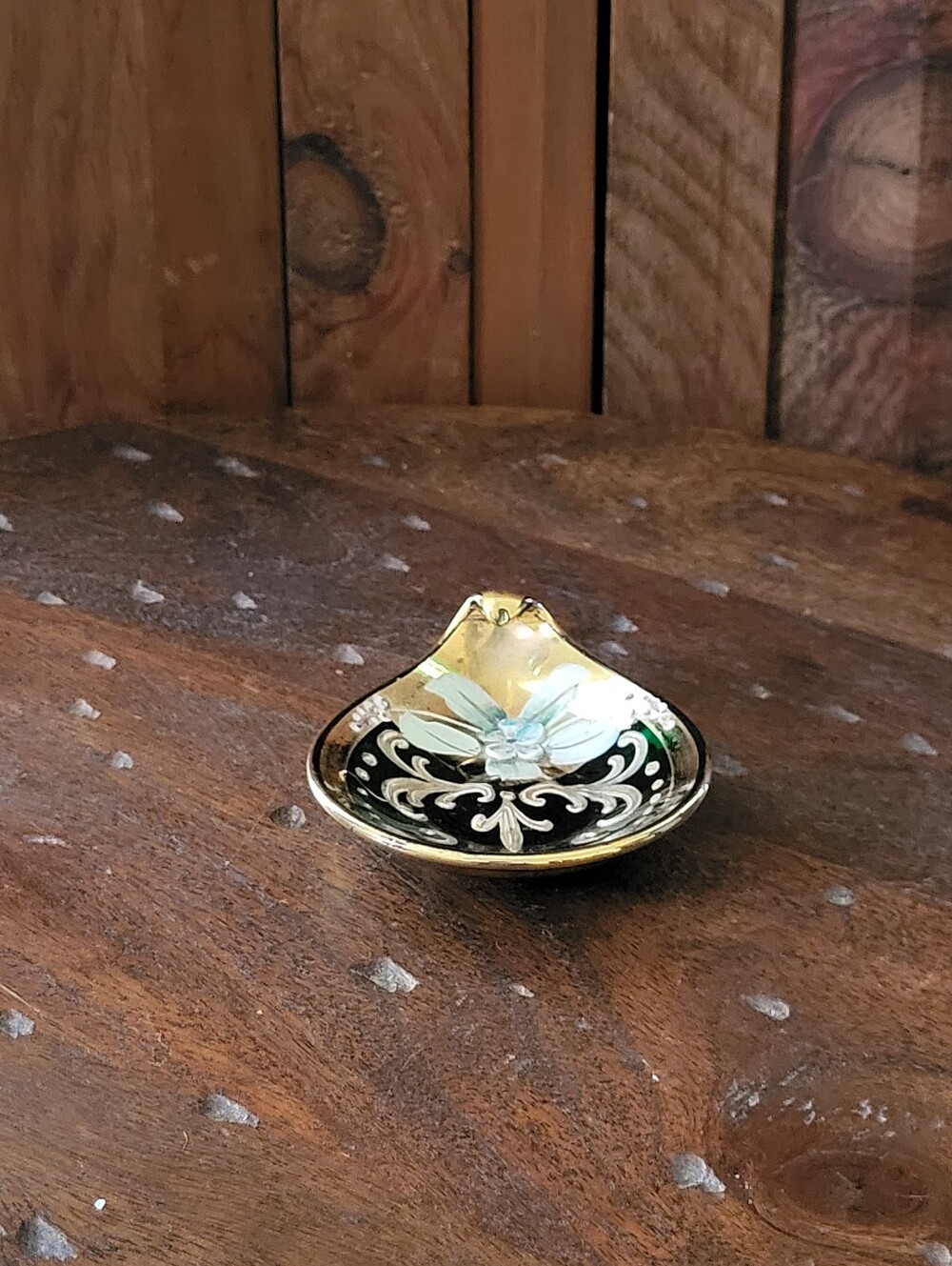 Bohemian green Glass Trinket Dish - Picture 11 of 11